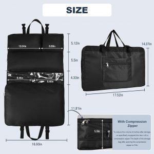 TABITORA Travel Clothes Organizer Portable Hanging Compression Packing Cubes Camp Organizer Travel Cases Suitcase Storage Large Capacity Carry On Closet (Black)