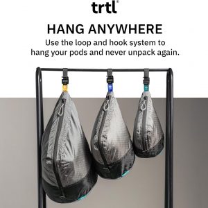 trtl Packing Pods, Grey- Packing Cubes for Travel – Organizer Bags for Luggage to Maximize Space in Suitcase – Travel Packing Organizers – Includes Carry Strap – Comes with 3 Cube Sizes – 3 Pack