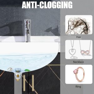 Three colors Bathroom Sink Stopper, 1.1-1.5″ Bathroom Sink Drain Strainer, Universal WashBasin Pop Up Drain Stopper, Bounce Core Push Type Sink Plug, Anti-Clogging, Stainless Steel (Silver,1PCS)