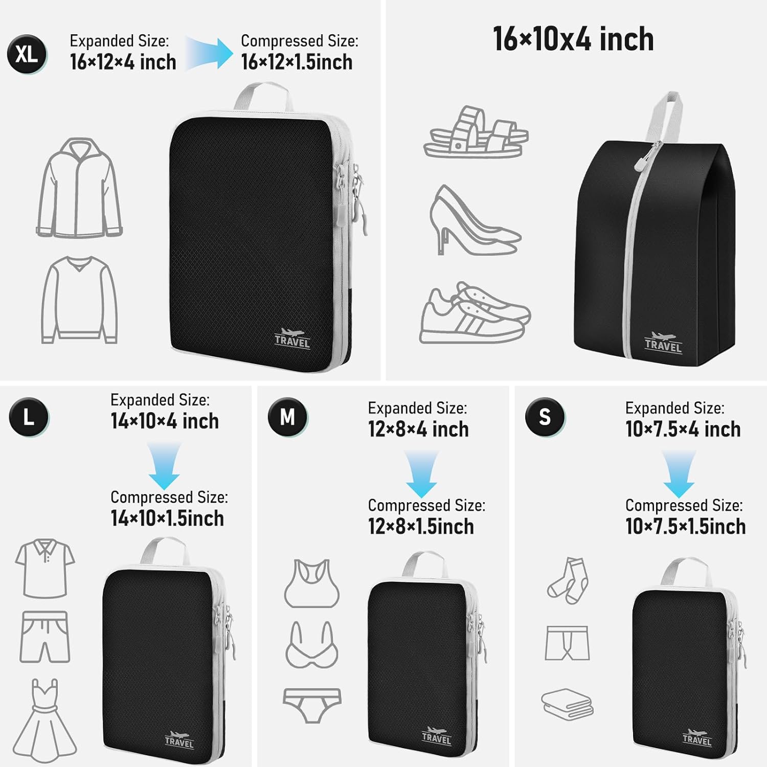 4-Piece Packing Cube Set - Lightweight Luggage Organizers for Travel, Vacation and Suitcases - Durable Accessories with Compression - Image 4