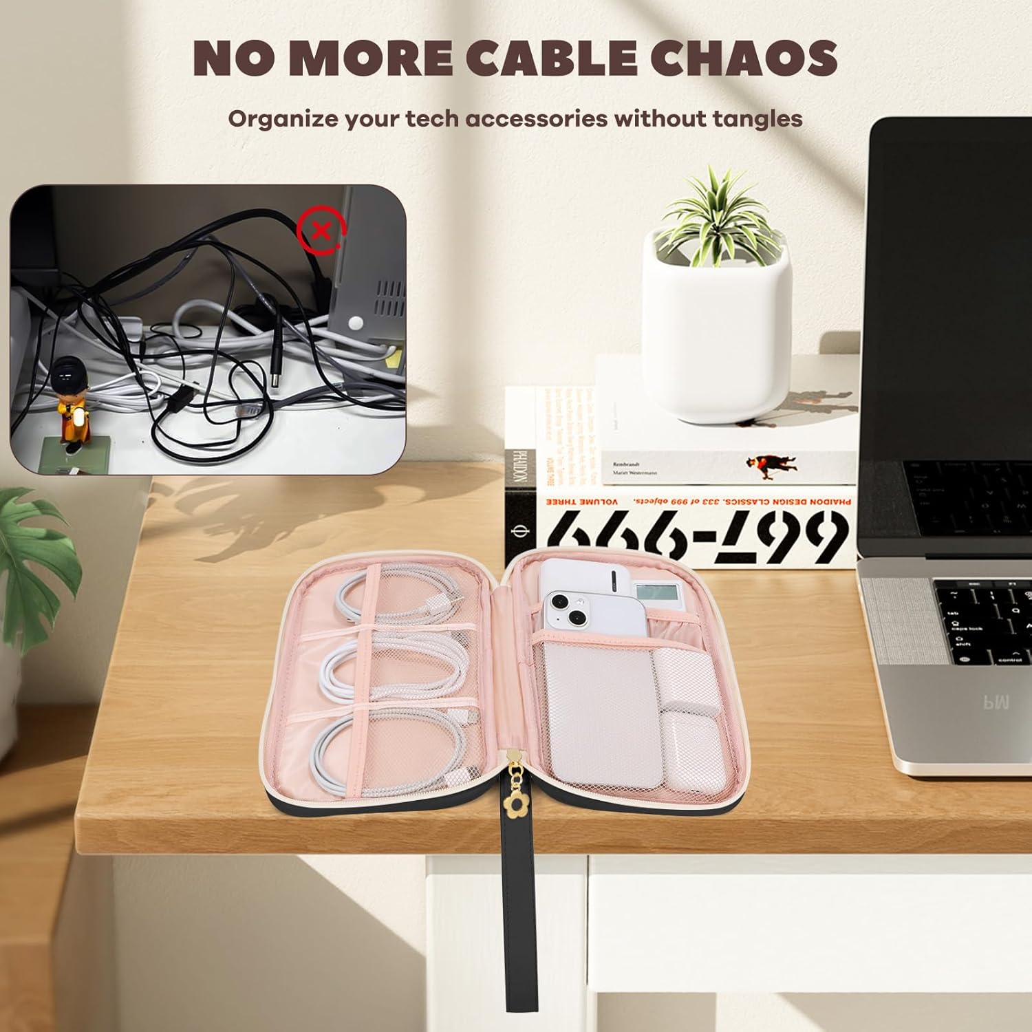 Electronics Organizer Travel Case, Charger Bag Cord Organizer Travel, Compact Tech Pouch Cable Organizer Bag for Charger, Cords, Phone, Headphones, Flash Drive, SD Card (Black, Small-Single Layer) - Image 5