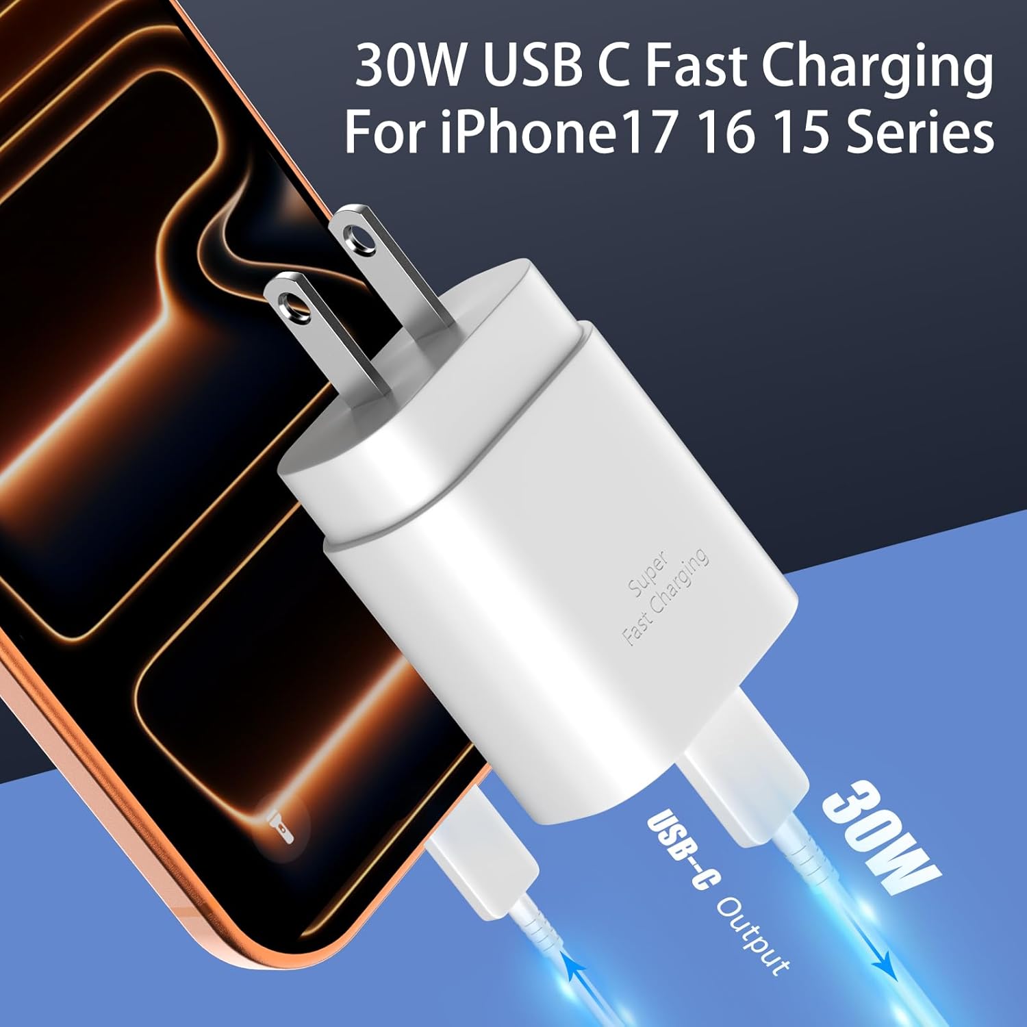 iPhone 17 16 15 Charger Fast Charging,30W USB C Charger Type C Charger Phone Chargers iPhone&10 Ft Long USB C to C Cable Fast Charging Cord for iPhone 17 Air/17 Pro/17 Pro Max/16 15 Pro Max Plus,iPad - Image 2