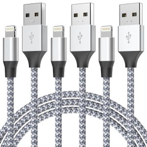 Durable iPhone Charger Cord 6FT 3Pack [Apple MFi Certified] Lightning Cable Nylon Braided iPhone Cord Fast Charging Cable Compatible with iPhone 14/13/12 Pro Max/12Pro/11