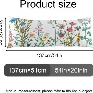 GABraden Microfiber Body Pillow Cover with Hidden Zipper,Comfortable Fabric,Floral Print Pattern Body Pillow Case,Lightweight and Breathable,The Size is 20 “X 54″(Flower-02)