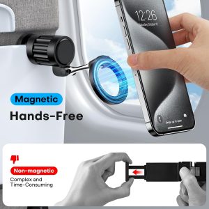OMOTON 360°Rotating Magnetic Airplane Phone Holder Mount, for Magsafe Airplane Travel Essentials Accessories, Adjustable Foldable Universal Handsfree Phone Stand for iPhone 17 16 15 Pro Max Air