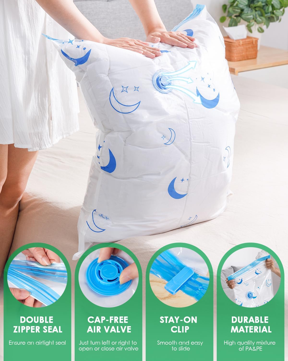 Travel Compression Bags, 25 Pack Vacuum Storage Bags with 1500mAh Rechargeable Battery, Vacuum Seal Bag for Space Saving Clothes, Blanket, Duvets, Pillows, Comforters, Travel Essentials, Luggage - Image 6