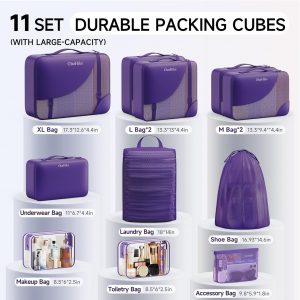 OlarHike Packing Cubes for Travel, Organizers for Suitcase, 9 Set Purple
