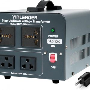Yinleader Voltage Converter Transformer 3000w Step Up/Down Power Converter 110-120V to 220-240V/220-240V to 110-120V, with 2 US & 2 Universal Outlets, Circuit Breaker Protection (Grey)