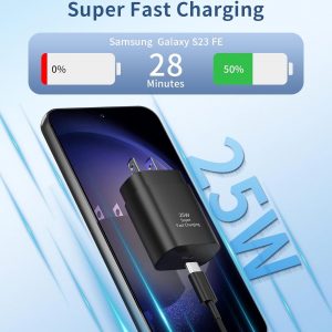 Type C Charger Fast Charging,2Pack 25W Super Fast USB C Charger Block with 6Ft USB C Cable Compatible with Samsung Galaxy S24 Ultra/S23/S22/S21/S20/Note 20/10,Pixel 6 5 4 Pro XL/iPhone 15 Series
