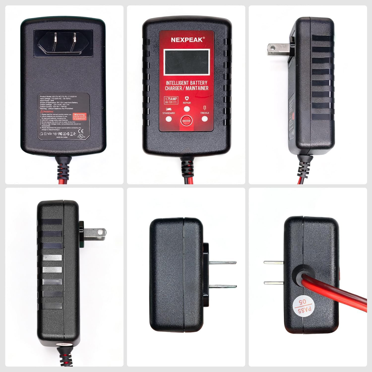 1.75-Amp Car Battery Charger, 6V and 12V Smart Fully Automatic Battery Charger Maintainer, Trickle Charger, Battery Desulfator for Car, Lawn Mower, Motorcycle, Boat, Marine Lead Acid Batteries - Image 9