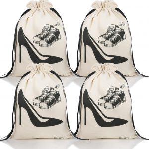 4 Pack Shoe Bags for Travel Women, Heavy Duty Suitcase Organizer Bags Set, Shoe Travel Bags for Packing, Travel Shoe Bags for Packing,Packing Bags for Suitcases, Shoe Bag for Commute