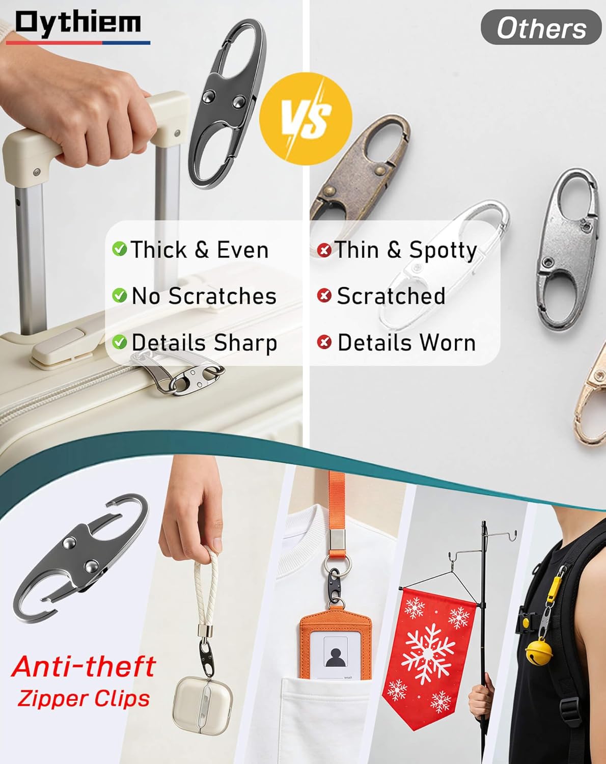 TSA Approved Combination Luggage Locks & 4 Zipper Locks Anti Theft - 3 Digit Re-Settable Code Lock with Zinc Alloy Body, Ultimate Travel Security Bundle for Suitcase, Backpack & Carry-On - Image 3