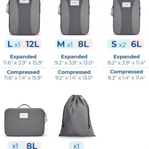 BAGSMART Compression Packing Cubes, 6 PCS Packing Cubes for Suitcases, Travel Bags Organizer for Luggage, Lightweight Packing Cube for Travel Essentials
