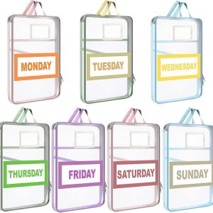 Weekly Clothes Organizer For Kids:7 Pack Colored Mesh Zipper Pouches A4 Size Breathable Storage Bags with Handles for Travel and Camping,kids travel essentials