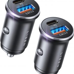 LISEN Car Charger USB C, 54W Cigarette Lighter USB Charger Adapter, Car Accessories for Men, Mini USBC Cars Fast Charging Adapter USBC Type C 12V Plug Outlet, for iPhone 17 Pro Max 16 15 14 13 12 Plus
