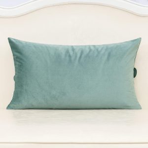 Alerfa 3D Flower Handmade Throw Pillow Cover Decorative Green Velvet Pillowcase Cushion Cover with Hidden Zipper for Couch Bed Living Room Home Decor 12×20 Inches