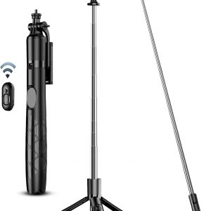 71″ Phone Tripod & Selfie Stick, All in One Extendable Cell Phone Tripod with Wireless Remote, Tripods Stand for iPhone & Travel Selfie Stick 360° Rotation Compatible with iPhone Android, Camera
