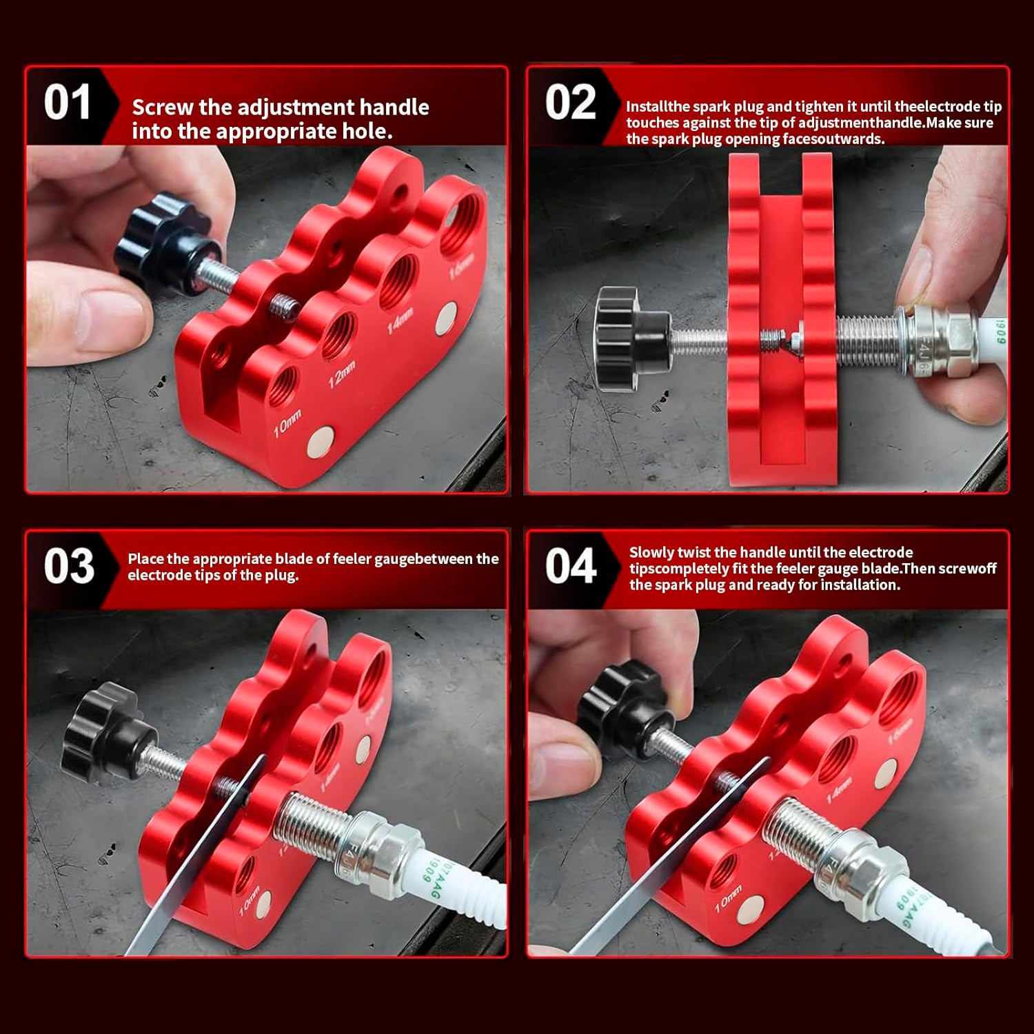Universal Spark Plug Gap Tool for Most 10mm 12mm 14mm 16mm Spark Plugs with 1 Set Feeler Gauge Black - Image 3