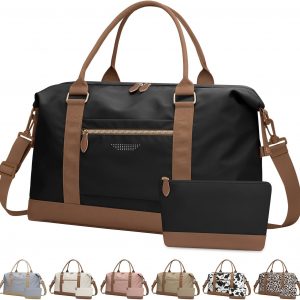 Travel Duffle Bag for Women, Weekender Bags, Hospital Bag for Labor Delivery, Lightweight Tote Duffel Overnight Bag with Luggage Sleeve, Airplane Travel Bags with Toiletry Bag,X-Large,Black