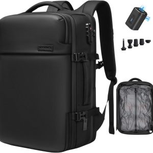 MEGABACK Vacuum Travel Backpack, 70L Expandable Air Vacuum Backpack for Travel, Vacpack Travel Vacuum Bags with Pump, TSA Lock, USB Charging Port, Waterproof