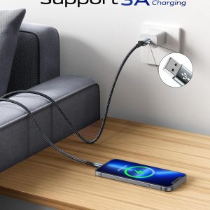 USB C Cable 3A Fast Charging [2 Pack 6FT], USB A to USB C Cable, Upgraded Extra Durable Braided USB to USB C Charger Cord Compatible with iPhone 17 16 15 Pro Max,Samsung Galaxy S10, LG and More-Black