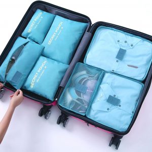 INVODA 7 piece Multi-size Packing Cubes for Travel Suitcase Organizer Bags Lightweight Travel Bags (Sky Blue)