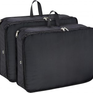 Extra Large Compression Packing Cubes for Travel Essentials, 2 Pack Expandable Travel Cubes for Packing Bags Suitcase Organizer, Black