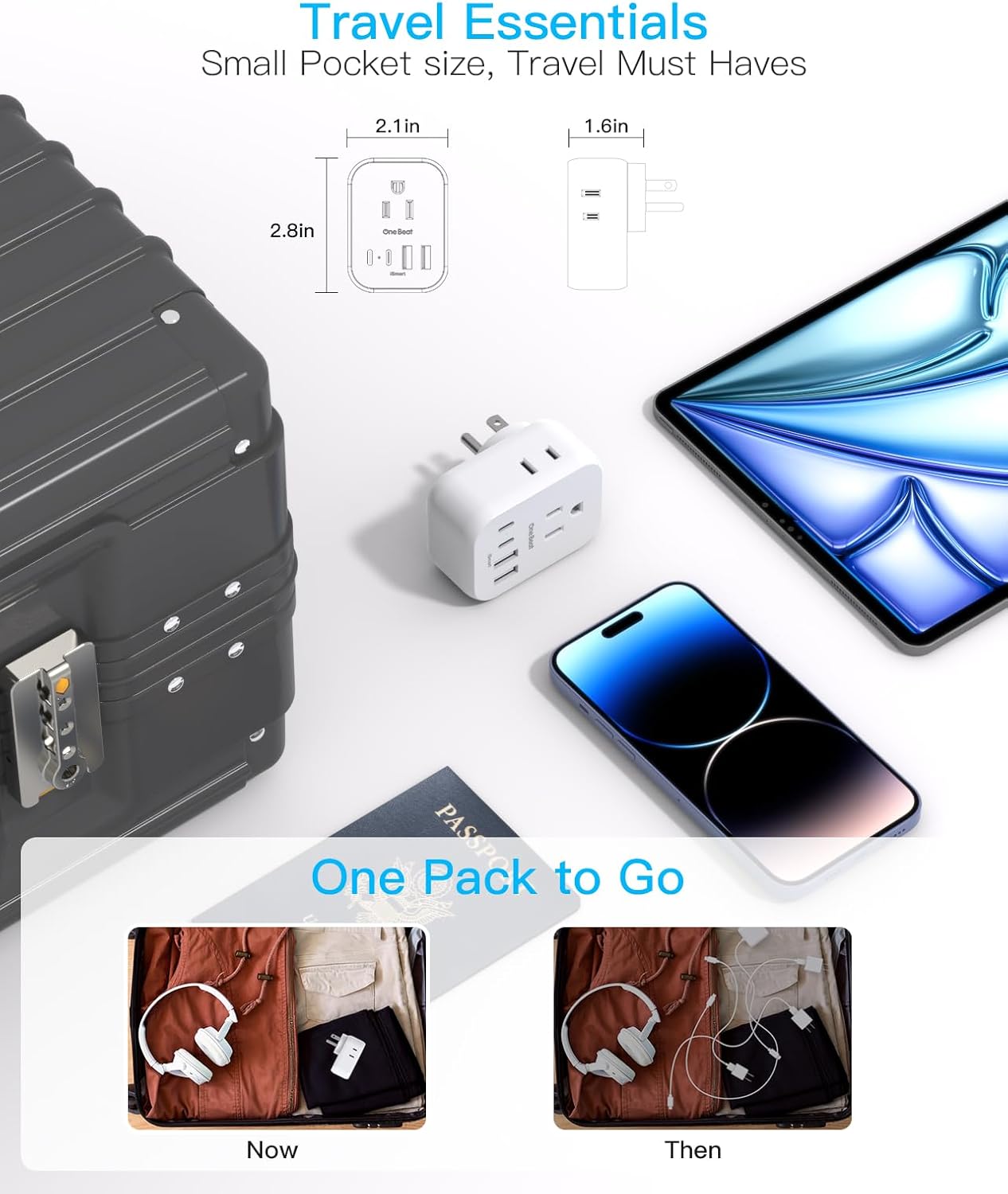 Travel Cruise Ship Essentials, Multi Plug Wall Outlet Extender with 4 Outlets 4 USB (2 USB-C), Cruise Approved Power Strip Non Surge Protector, Plug Adapter, Travel Cruise Must Have Accessories - Image 4