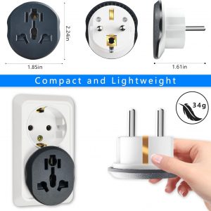European Plug Adapter, US to European Plug Adapter, 2 Pack Type E/F PlugAdapter, US to EU Plug Adapters, Adapter for Europe Plug, Germany France Plugs Adaptor, for USA UK AU CN to EU Adapters