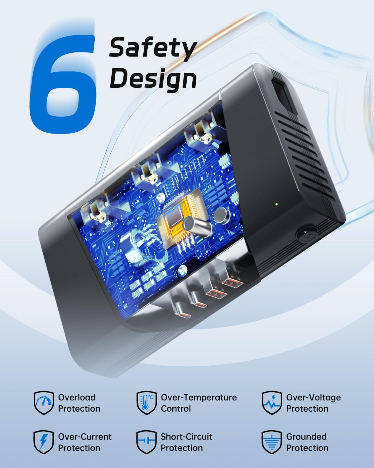 DOACE 220V to 110V Converter - 800W Voltage Converter US to Europe for Hair Straightener, Curler, Phone, Power Converter with 2 USB C & 2 USB A Ports, European Travel Plug Adapter UK, US, AU, EU - Image 6