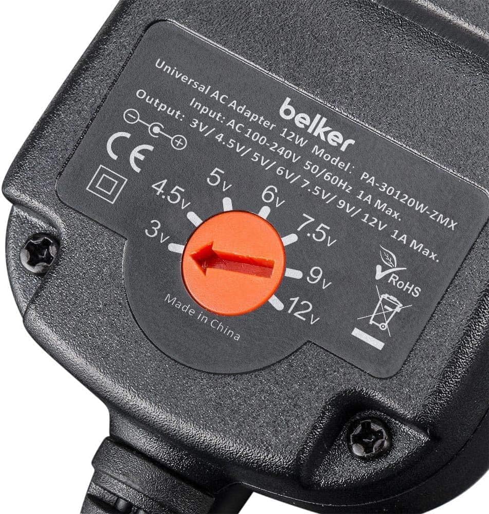 Belker 12W Universal 3V 4.5V 5V 6V 7.5V 9V 12V AC DC Adapter Power Supply for Household Electronics - Max. 1000mA - Image 6