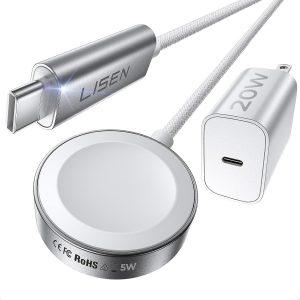 LISEN for Apple Watch Charger Fast Charging USB C Series 11 20W+5W[30mins=80% Charged] iPhone Watch iWatch Charger Fast Charging [3.3FT] for iWatch Ultra 3/2 Series 11 10 9 8 7 Apple Watch Accessories