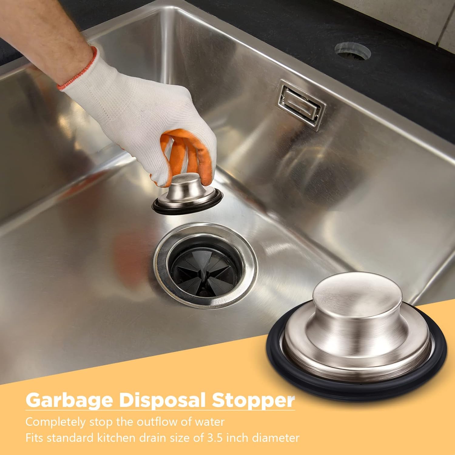 Mudder 3 Pcs Kitchen Sink Drain Strainer and Stopper Stainless Steel Garbage Disposal Plug with Handle Universal Anti-Clogging Kitchen Sink Filter Sieve Basket Strainer(Brushed Silver) - Image 5