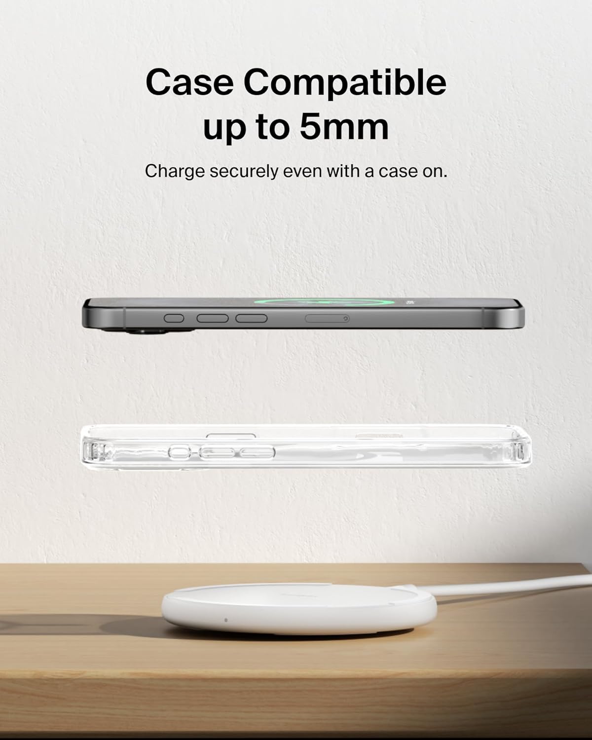 Belkin Wireless Charging Pad 15W - Qi Charger, Charging Station for Apple iPhone 17, iPhone 16/15/14 Series, AirPods, Samsung Galaxy S25, Galaxy S24, Pixel 10 - Power Supply and Cable Included - White - Image 6