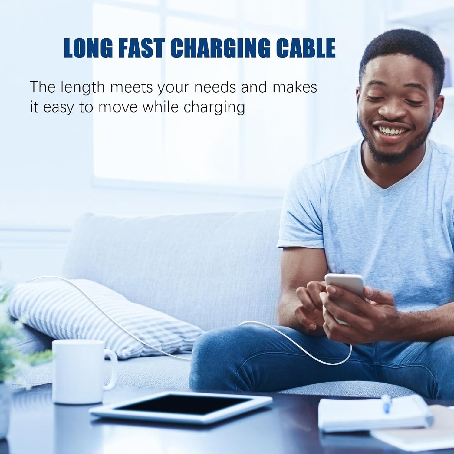 USB C to C Fast Charger Cable 10ft, 60W Long Fast Charge Type C to C Charging Cord Wire for Apple iPhone 17 Pro Max/17 Air/16 Pro Max/15 Plus,iPad Pro 12.9/11 inch/Mini/Air 5/4th,MacBook,Samsung-White - Image 6