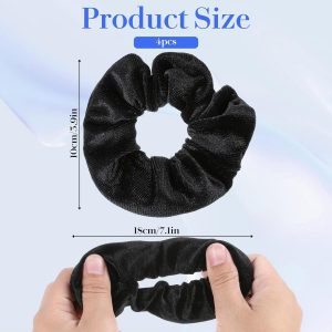 4 Pcs Scrunchie with Zipper Pocket for Women, Black Multifunctional Zipper Scrunchie Lightweight Portable Scrunchies Storage for Women Girls Hide Key Money Elastics Hair Band
