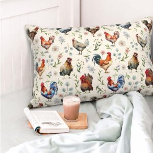 Cozy Cute Chicken Pillow Cases 20″x30″, Standard Size Pillow Covers with Hidden Zipper, Soft Decorative Pillow Protectors for Bed, Sofa, Car, Kids Room