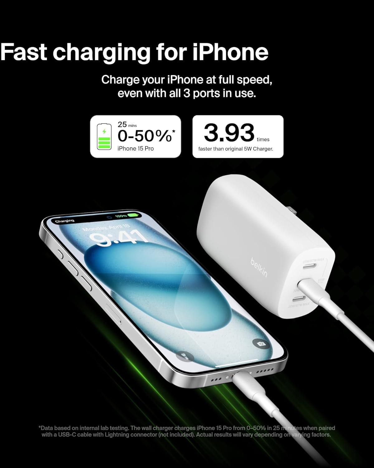 Belkin 3-Port USB C Charger Block 67W - PPS, USB-C PD3.1 Super Fast Charging Charger - Samsung Galaxy S25, Apple iPhone 17, Air, Pro, MacBook, AirPods, Apple Watch, Nintendo Switch 2 & More - White - Image 3