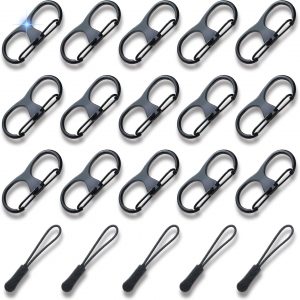 20 PCS Zipper Clips Anti Theft & Zipper Pull Replacement Set，Zipper Locks for Luggage Suitcase, Backpacks, Crossbody Bags, Purses, Keys, Travel, Camping (Black)