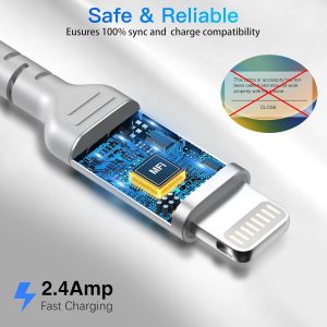 1.5ft iPhone Charging Cable Short, 3-Pack Braided USB A to Lightning Cord CarPlay [MFi Certified] Compatible with Apple iPhone 14 13 12 11 Pro/Max/Mini Xs SE2, Short Lightning Cable for Car