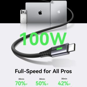 INIU USB C Cable, [6.6ft/2m] 100W PD USBC to USBC Charger Cable Fast Charging, Nylon Braided Type C to C Power Cord Data Cable USB-C for iPad Air MacBook Pro iPhone 16 15 Samsung Galaxy S23 S22 A9