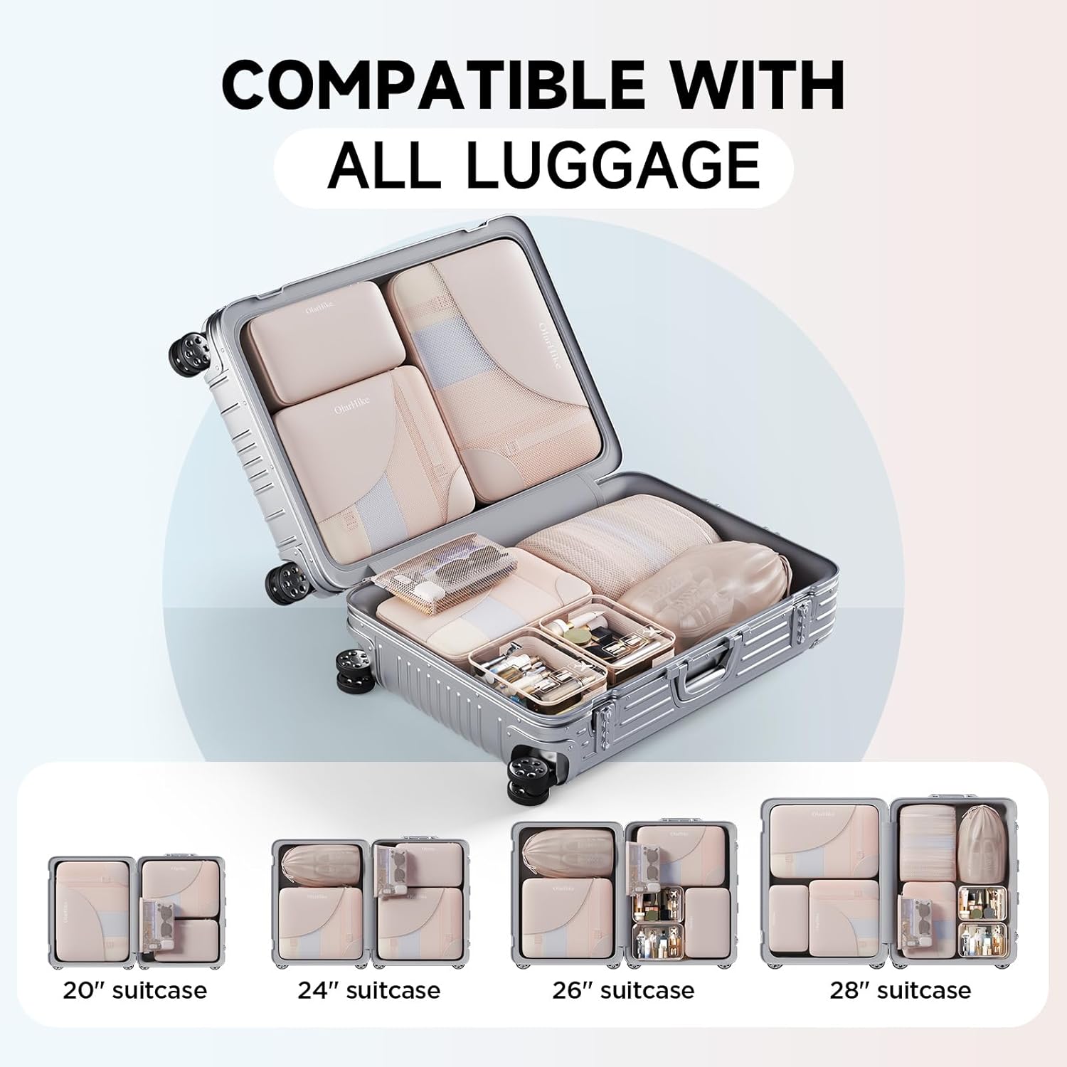 11 Set Packing Cubes for Travel, Gifts for Women Mom Kids, TSA Approved Bags for Makeup, Cosmetic, Toiletry, Suitcase Organizers for Checked Luggage, Cruise Essentials, Airplane Accessories, Beige - Image 8
