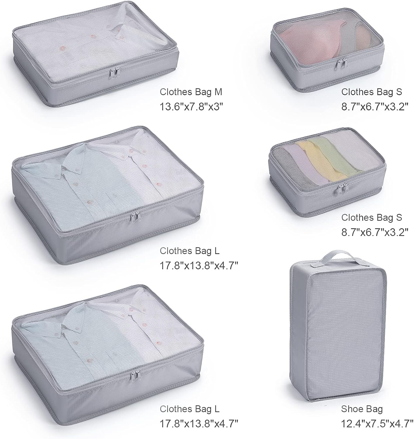 Mossio 6 Set Packing Cubes with Shoe Bag - Lightweight Travel Luggage Suitcase Organizers - Image 6