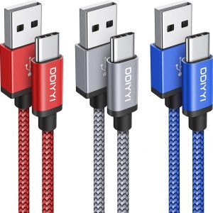 USB Type C Cable Fast Charging (3-Pack 3ft), USB to USB C Cable Braided Charger Cord for iPhone 17 Air 17 Pro Max, iPhone 16e 16/15,15/16 Pro,15/16 Plus,15/16 Pro Max and More USBA to USBC