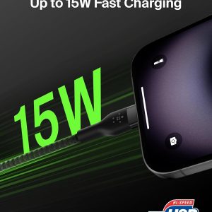 Belkin BoostCharge Pro Flex Braided USB-C to USB-A Cable (6.6ft/2M), USB-C USB-IF Certified Fast Charging Cable for iPhone 17, iPad Pro, Galaxy S25, Pixel, Nintendo Switch 2 & More – Black (2-Pack)