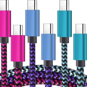 Teeind Type C Cable Fast Charging, Tpc002 3 Pack(3Ft/0.9M 60W) C to Type C Charger Nylon Braided Cord Compatible with iPhone 17/17 pro, 16/16 pro, MacBook, Samsung Galaxy S25/24/23/22, for Daily Use