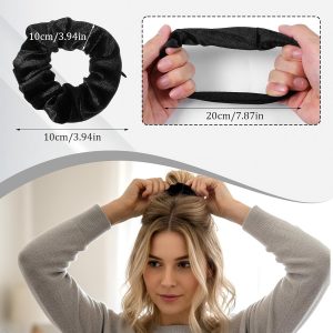 4 Pack Scrunchie With Zipper Pocket – Velvet Hidden Storage Compartment Hair Tie For Cash, Keys, Lipstick, Travel Essentials – Black Hidden Compartment Items Velvet Hair Scrunchies