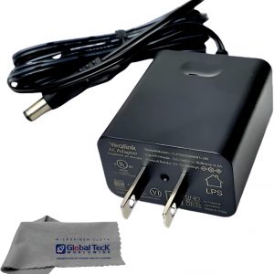 Yealink Phone Power Adapter PS5V2000US – for Yealink Telephones T46, T48S, T58A, T58-CAM, T54W, T57W, Teams Phones – MP52, MP54, MP56, T85W, T87W, Global Teck Microfiber Cloth
