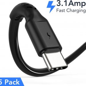 6 inch Short Fast Charging Cord, 5 Pack Durable USB A to USB Type C 3A Cable for Charging Station Compatible with Samsung Galaxy Note 9 10 S10 S20 S30 OnePlus 7T 8T LG V30 V40
