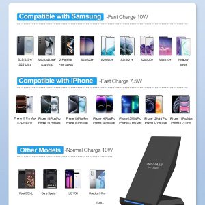 Fast Wireless Chargeing Stand,Equipped with PD 30W Adapter,Qi Certified High Speed Charger with Extra USB-A Port Compatible with iPhone 17/16/15/14/13/12/11, for Samsung Galaxy S25/S24/S23/S22/S21